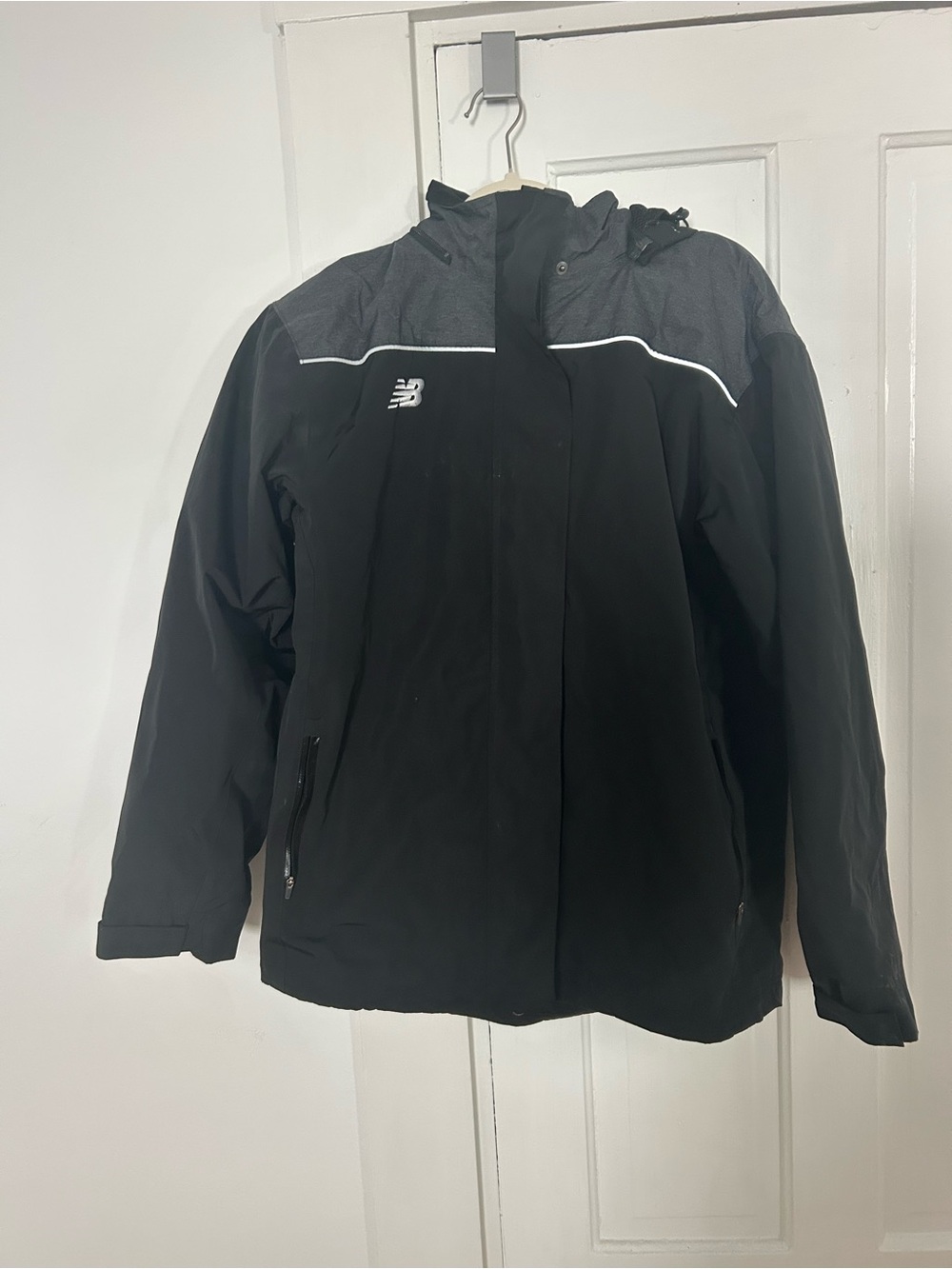 New Balance Black Hooded Kids Raincoat with Reflective Trim